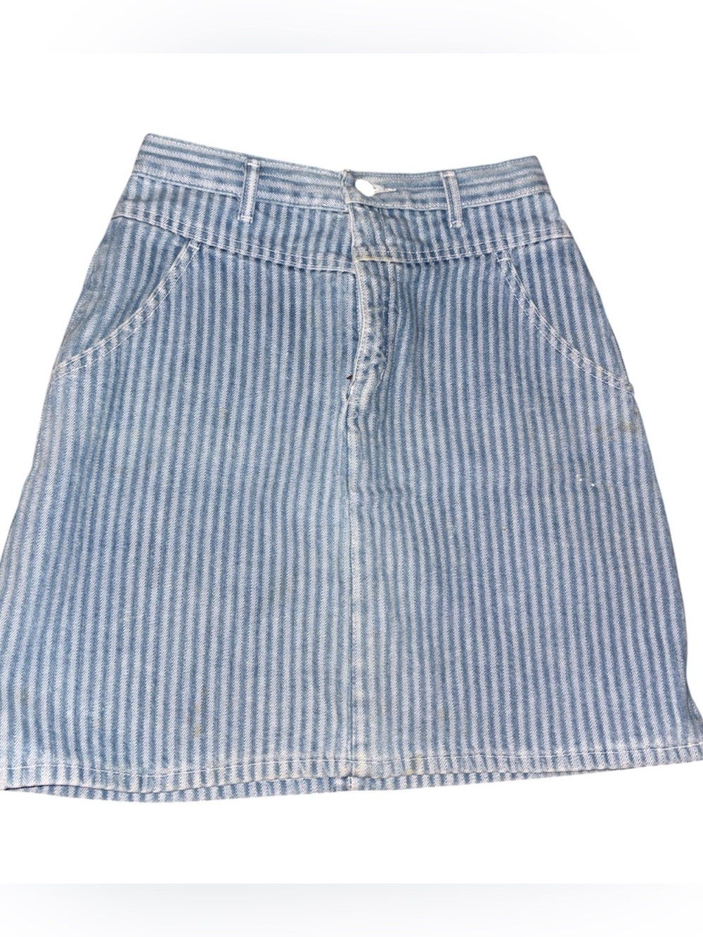 Palmettos pinstripe/hickory striped denim mini skirt S